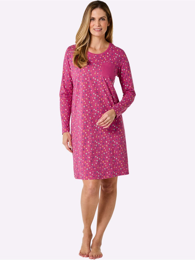 Lot de 2  - Chemise De Nuit Jersey Fin - Taille Standard - Witt Rose fushia - Kiabi