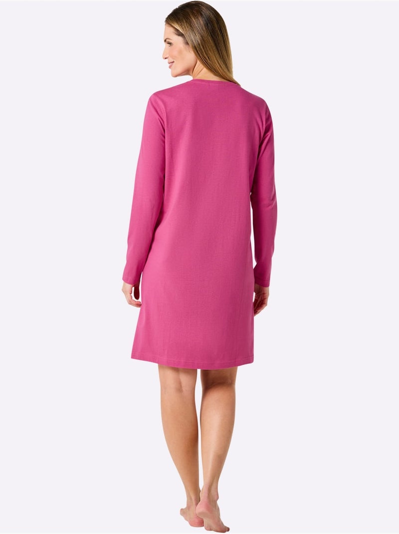 Lot de 2  - Chemise De Nuit Jersey Fin - Taille Standard - Witt Rose fushia - Kiabi