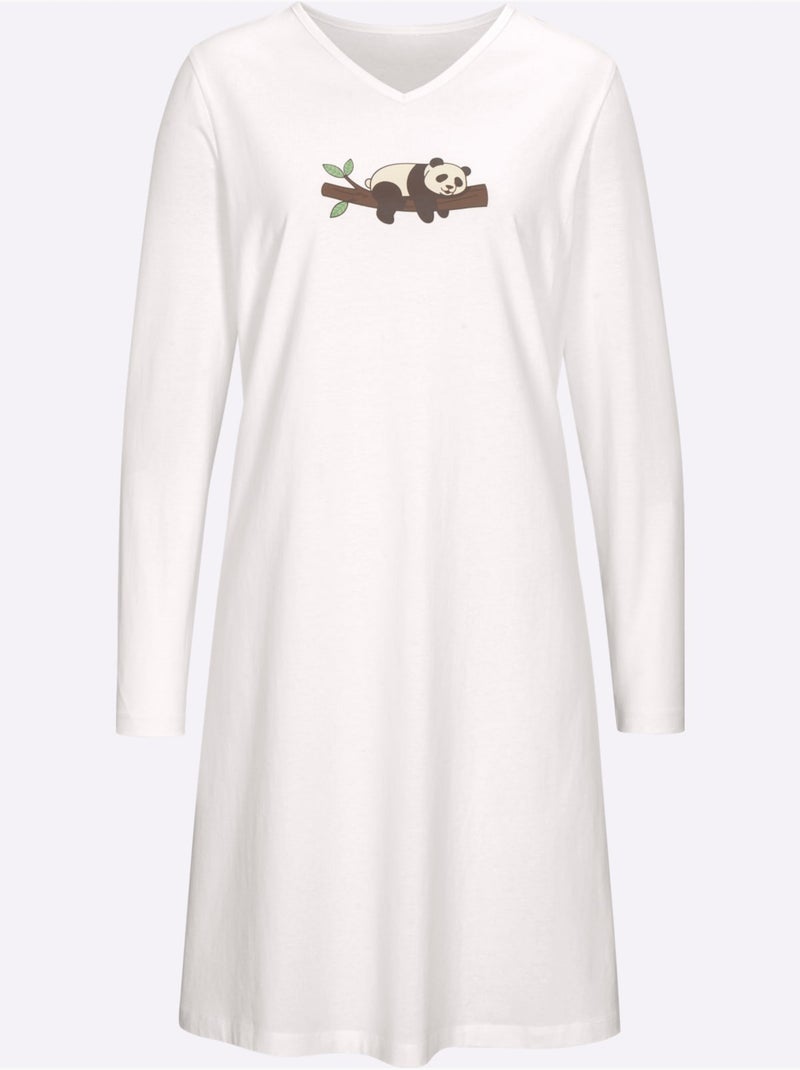 Lot de 2  - chemises de nuit jersey fin - taille standard - moda vilona Ecru - Kiabi