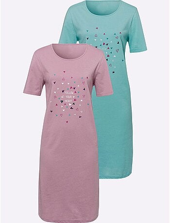 Lot de 2 - Chemises De Nuit Jersey Fin - Taille Standard - Moda Vilona