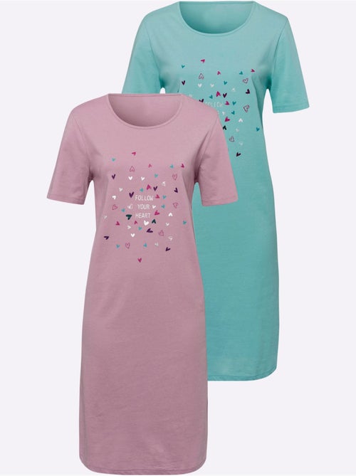 Lot de 2 - Chemises De Nuit Jersey Fin - Taille Standard - Moda Vilona - Kiabi Lot de 2 - Chemises De Nuit Jersey Fin - Taille Standard - Moda Vilona - Kiabi
