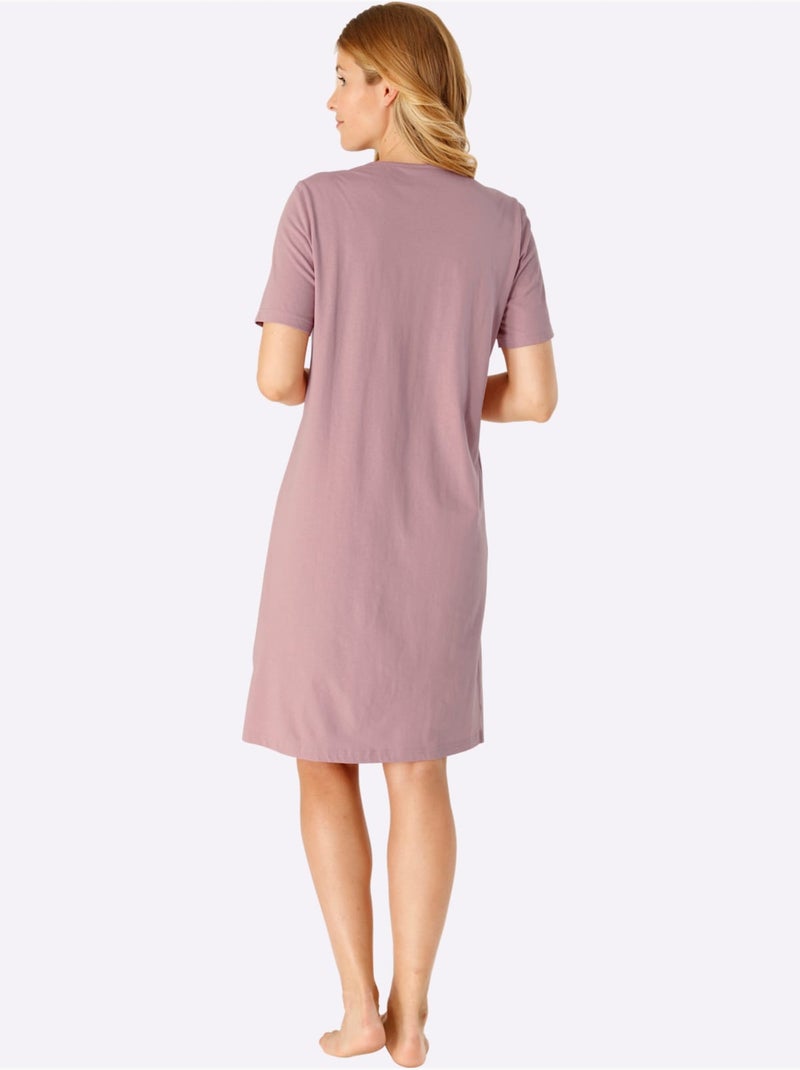 Lot de 2  - Chemises De Nuit Jersey Fin - Taille Standard - Moda Vilona Menthe/Rose Clair - Kiabi
