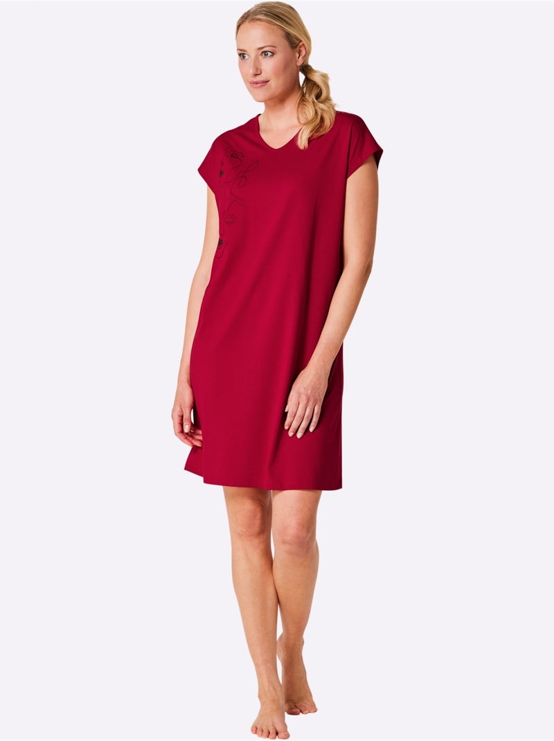 Lot de 2  - Chemises De Nuit Jersey Fin - Taille Standard - Witt Blanc Rouge - Kiabi