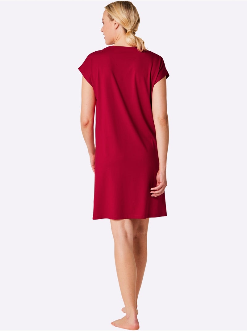 Lot de 2  - Chemises De Nuit Jersey Fin - Taille Standard - Witt Blanc Rouge - Kiabi