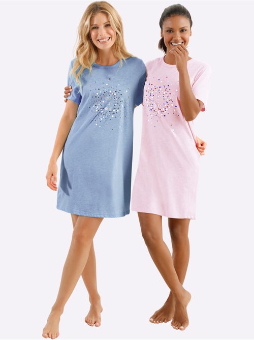 Lot de 2 - Chemises De Nuit Jersey Fin - Taille Standard - Witt - Kiabi Lot de 2 - Chemises De Nuit Jersey Fin - Taille Standard - Witt - Kiabi