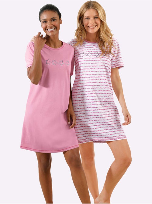 Lot de 2  - Chemises De Nuit Jersey Fin - Taille Standard - Witt - Kiabi