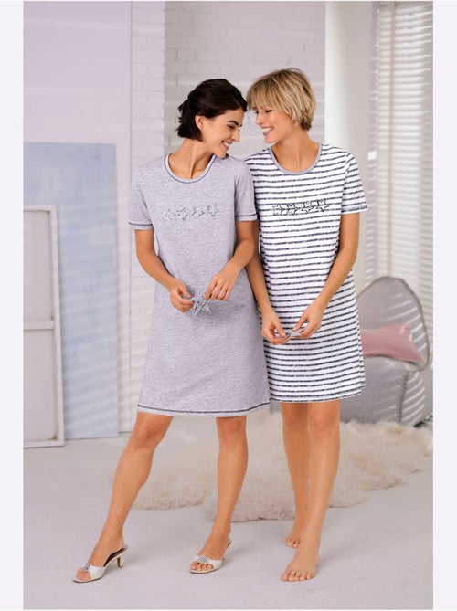 Lot de 2  - chemises de nuit jersey fin - taille standard - witt - Kiabi