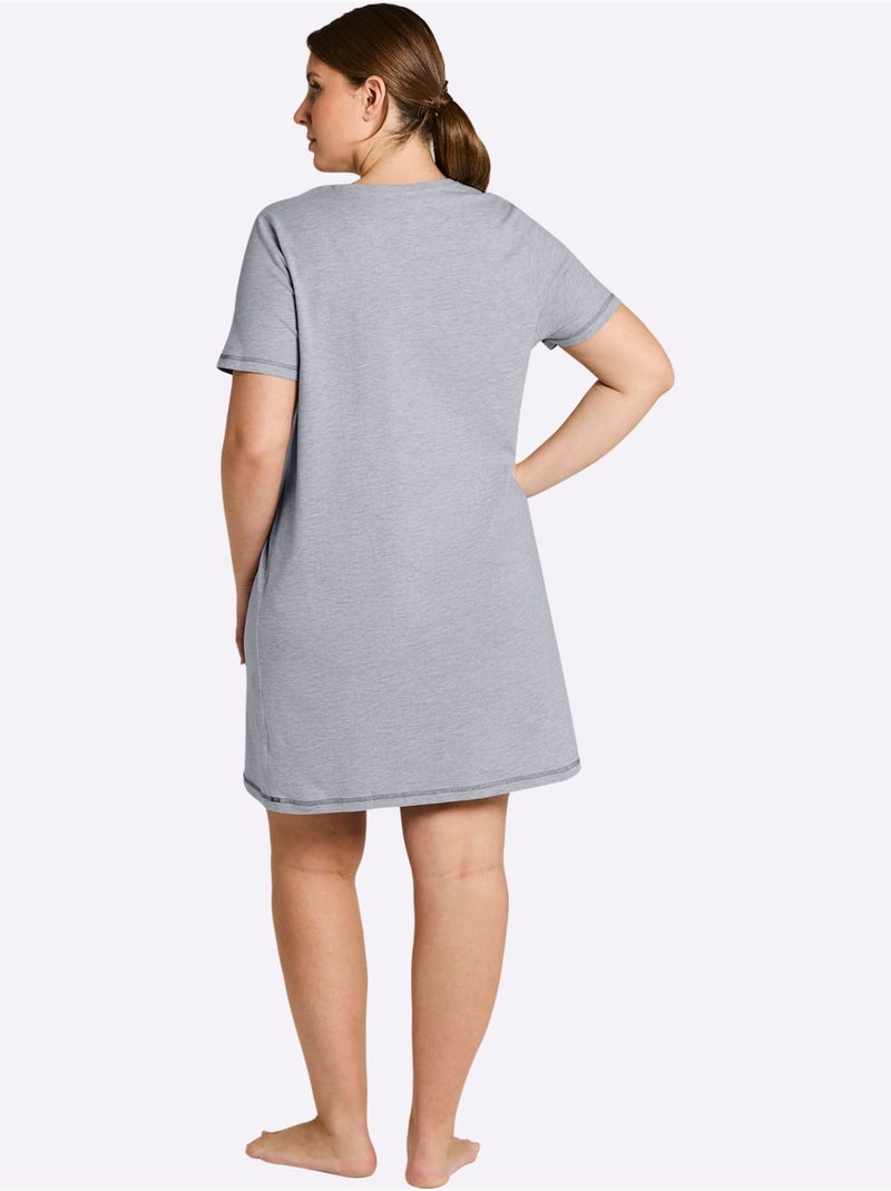 Lot de 2  - Chemises De Nuit Jersey Fin - Taille Standard - Witt Gris Gris - Kiabi