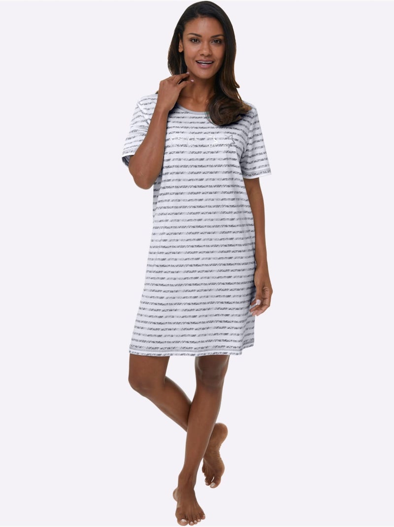 Lot de 2  - Chemises De Nuit Jersey Fin - Taille Standard - Witt Gris Gris - Kiabi