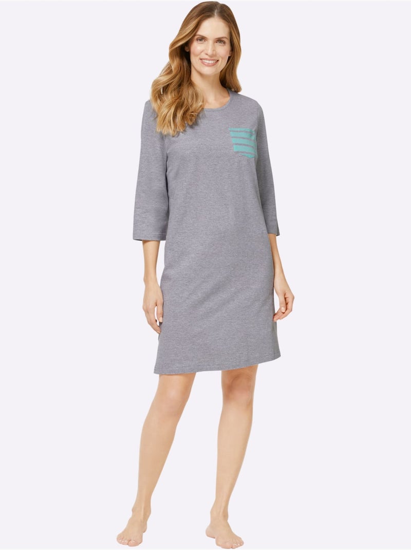 Lot de 2  - Chemises De Nuit Jersey Fin - Taille Standard - Witt Gris Vert - Kiabi