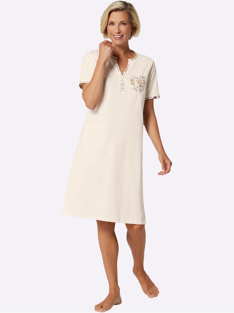 Lot de 2  - Chemises De Nuit Jersey Fin - Taille Standard - Witt Ivoire - Kiabi