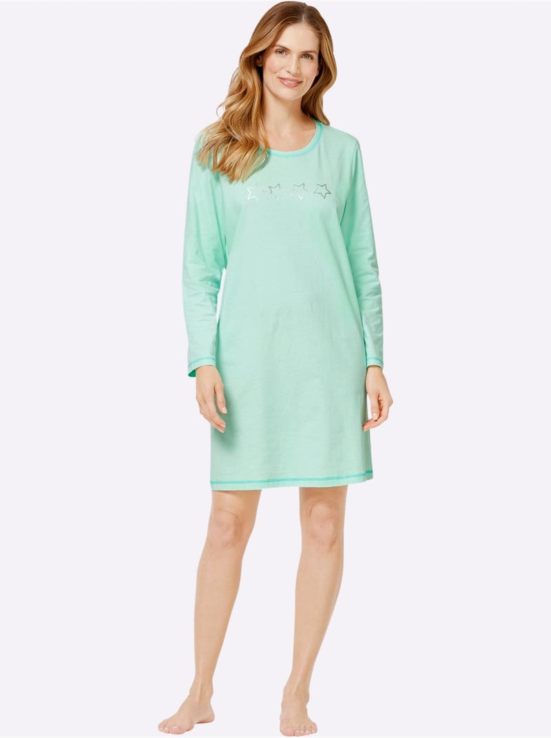 Lot de 2  - chemises de nuit jersey fin - taille standard - witt Vert d'eau - Kiabi