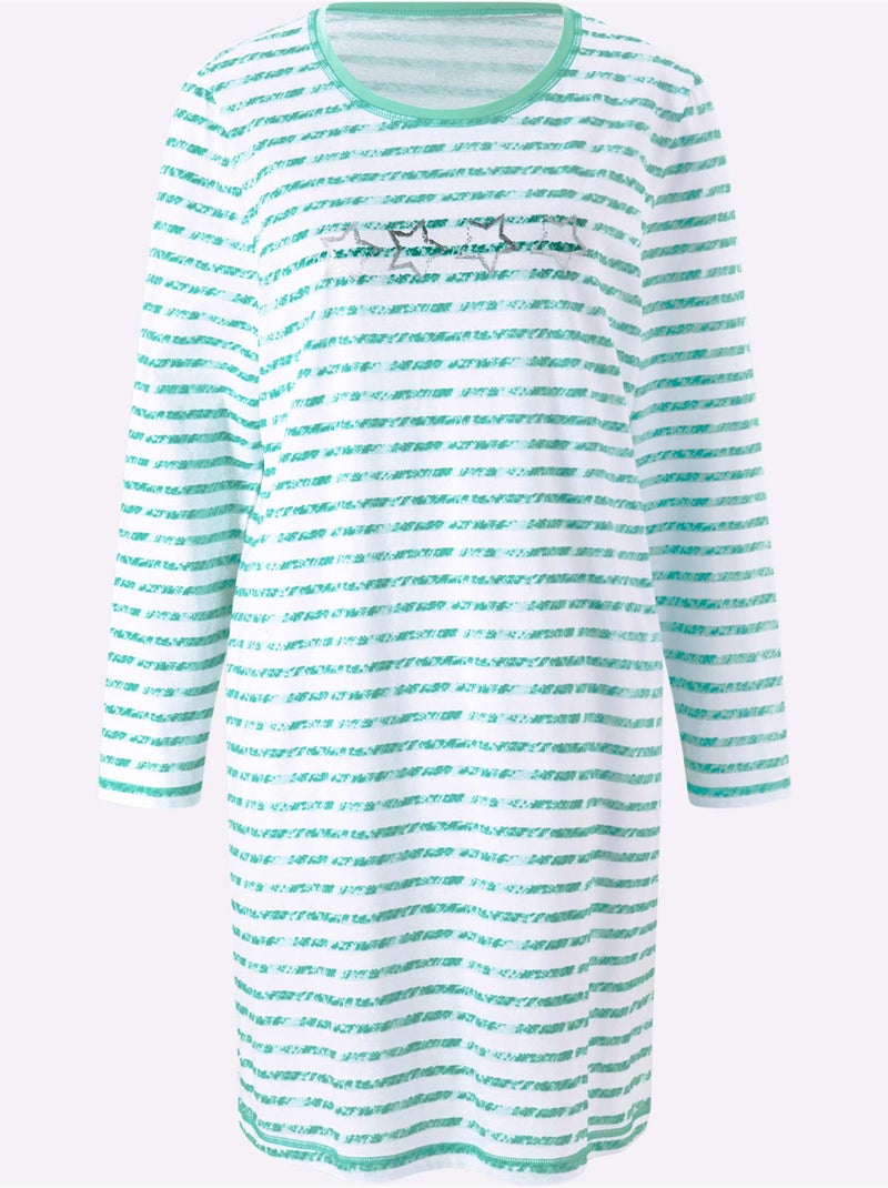 Lot de 2  - chemises de nuit jersey fin - taille standard - witt Vert d'eau - Kiabi