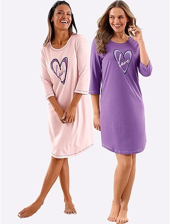 Lot de 2 - Chemises De Nuit Jersey Fin - Taille Standard - Witt