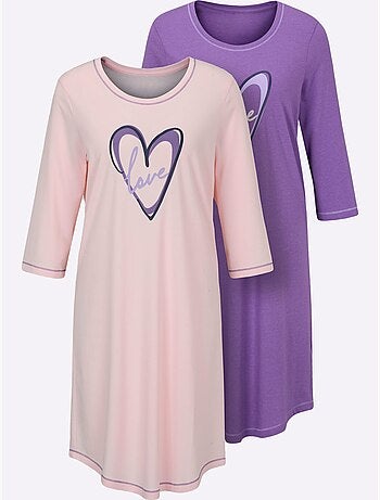 Lot de 2 - Chemises De Nuit Jersey Fin - Taille Standard - Witt