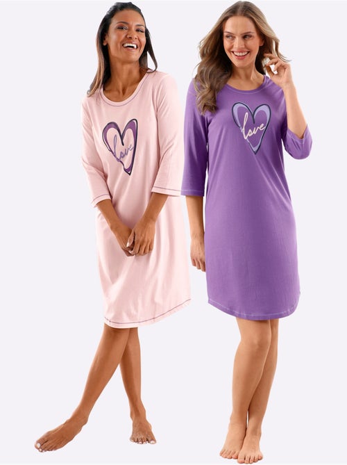 Lot de 2  - Chemises De Nuit Jersey Fin - Taille Standard - Witt - Kiabi