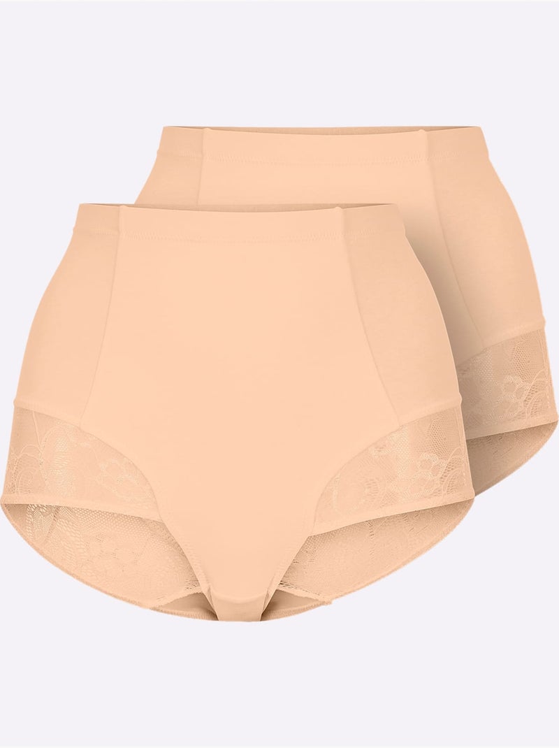 Lot de 2  - Culotte Gainante Jersey Fin - Taille Standard - Witt Marron clair - Kiabi