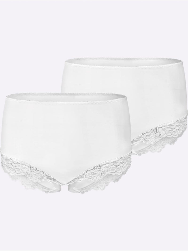 Lot de 2  - Culotte Taille Haute - Taille Standard - Witt Blanc - Kiabi