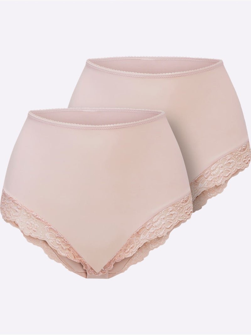 Lot de 2  - Culotte Taille Haute - Taille Standard - Witt Poudre - Kiabi