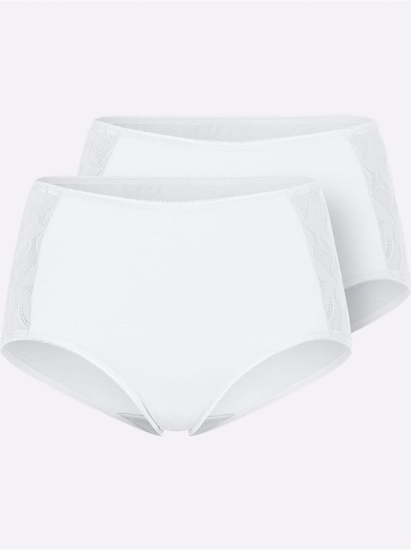 Lot de 2  - Culotte Taille Haute Jersey Fin - Taille Standard - Witt Blanc - Kiabi