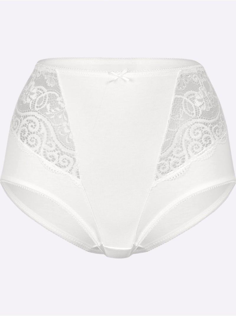 Lot de 2  - Culotte Taille Haute Jersey Fin - Taille Standard - Witt Blanc - Kiabi