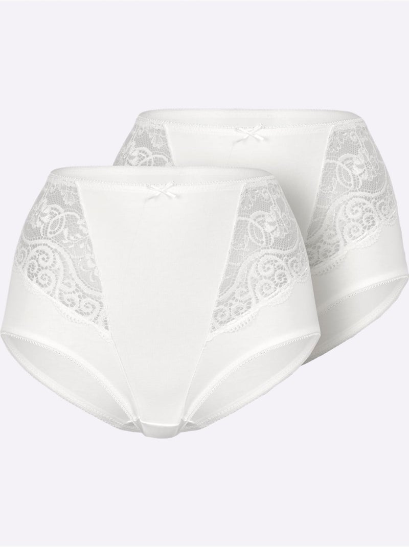 Lot de 2  - Culotte Taille Haute Jersey Fin - Taille Standard - Witt Blanc - Kiabi