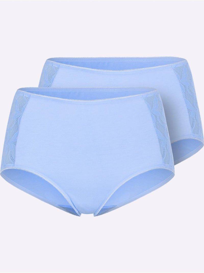 Lot de 2  - Culotte Taille Haute Jersey Fin - Taille Standard - Witt Bleu ciel - Kiabi