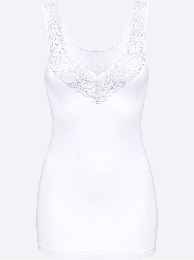 Lot de 2  - Débardeur Côtes Fines - Taille Standard - Witt Blanc - Kiabi