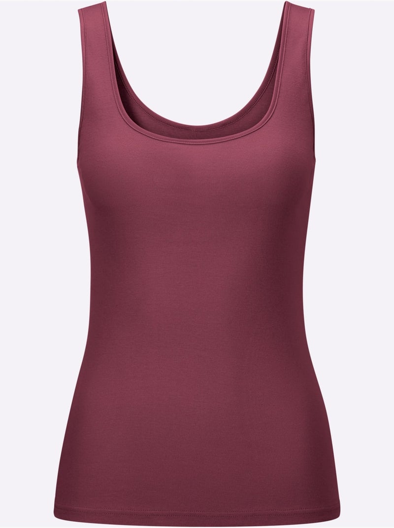 Lot de 2  - Débardeur Côtes Fines - Taille Standard - Witt Bordeaux - Kiabi