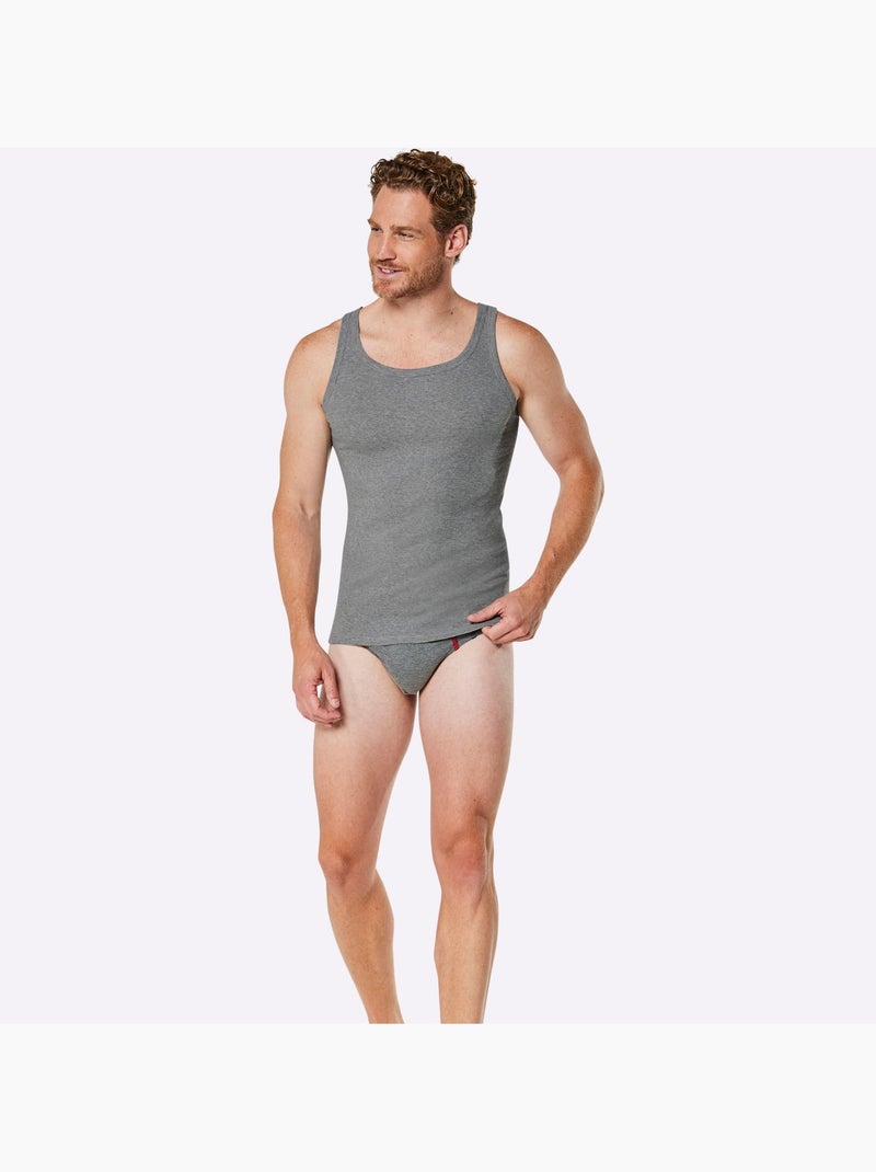 Lot de 2  - débardeur côtes fines - taille standard - witt Gris chiné - Kiabi