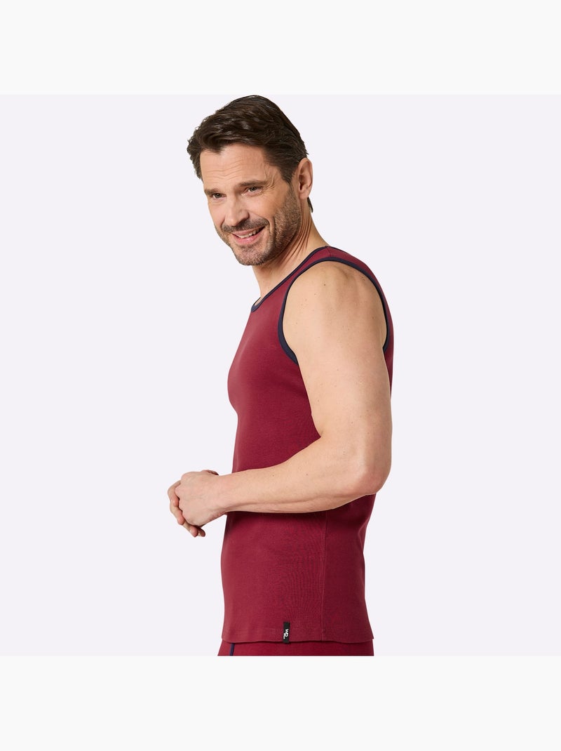 Lot de 2  - débardeur côtes fines - taille standard - witt Marine/Rouge - Kiabi