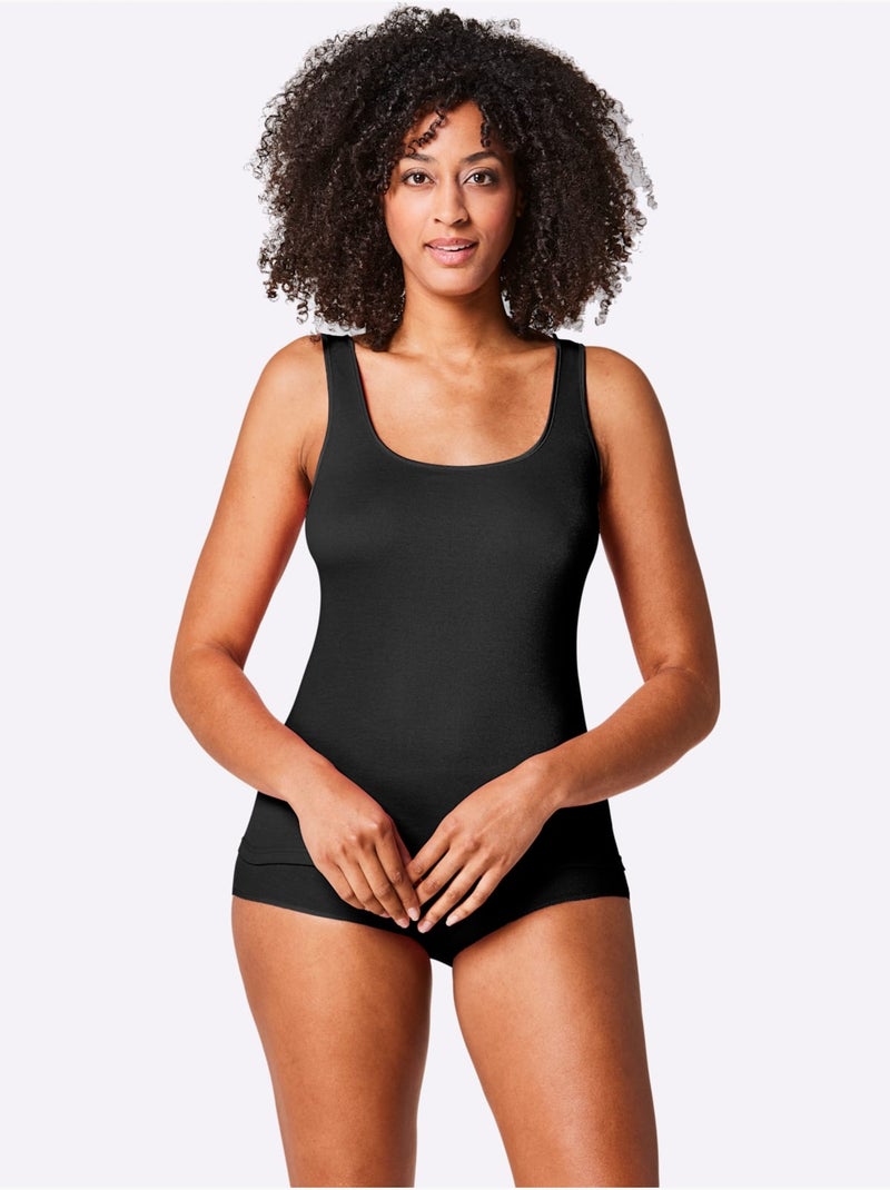 Lot de 2  - Débardeur Côtes Fines - Taille Standard - Witt Noir - Kiabi