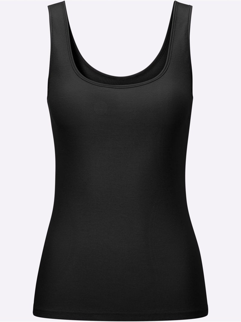 Lot de 2  - Débardeur Côtes Fines - Taille Standard - Witt Noir - Kiabi