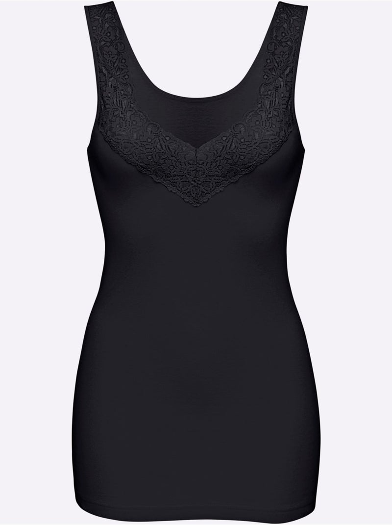 Lot de 2  - Débardeur Côtes Fines - Taille Standard - Witt Noir - Kiabi
