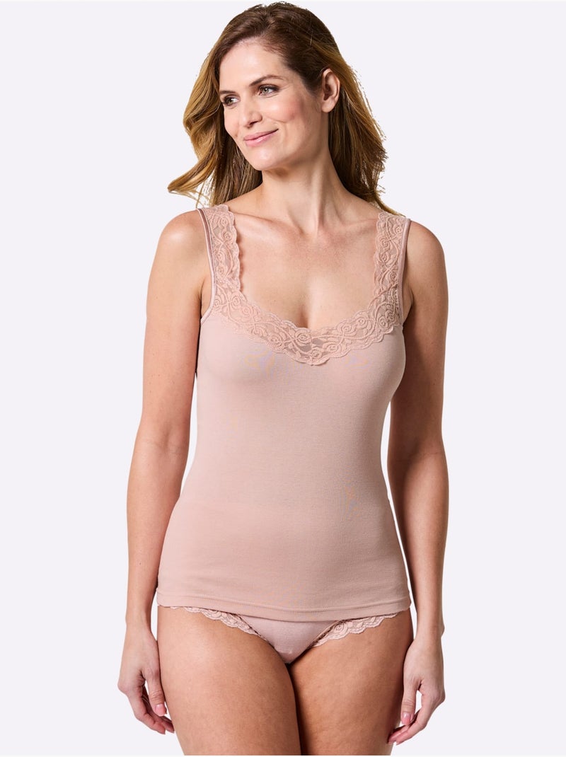 Lot de 2  - Débardeur Côtes Fines - Taille Standard - Witt Poudre - Kiabi