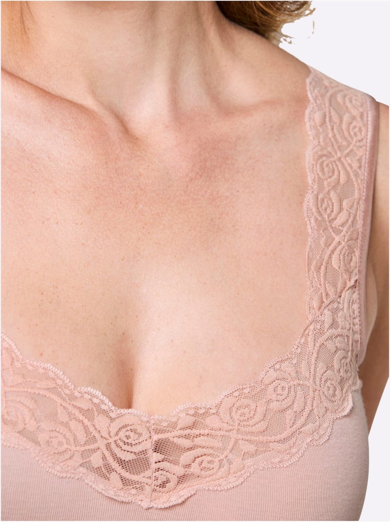 Lot de 2  - Débardeur Côtes Fines - Taille Standard - Witt Poudre - Kiabi