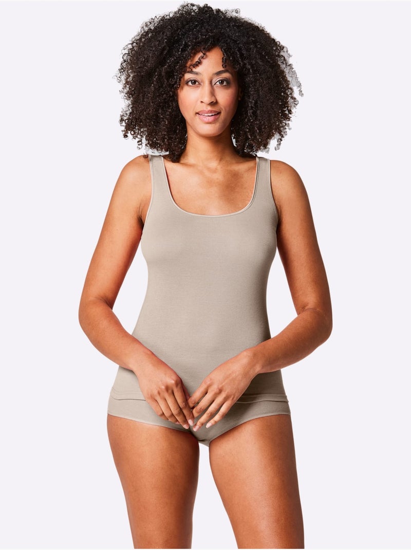 Lot de 2  - Débardeur Côtes Fines - Taille Standard - Witt Sable - Kiabi