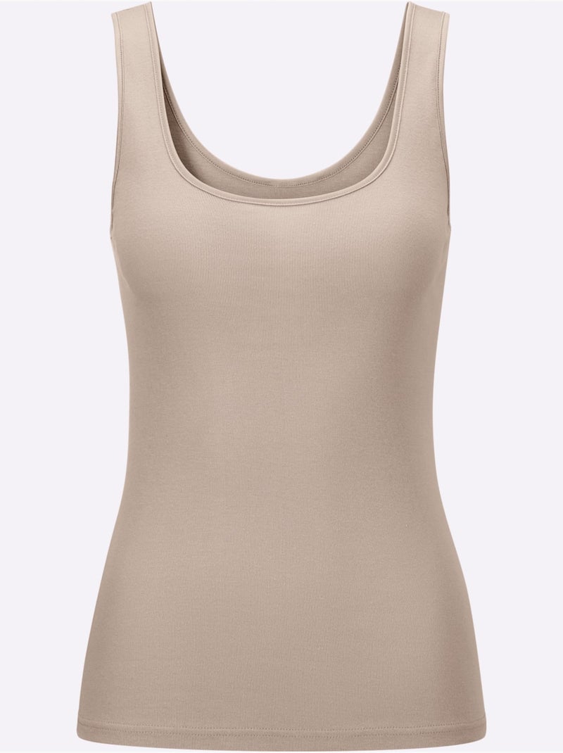 Lot de 2  - Débardeur Côtes Fines - Taille Standard - Witt Sable - Kiabi