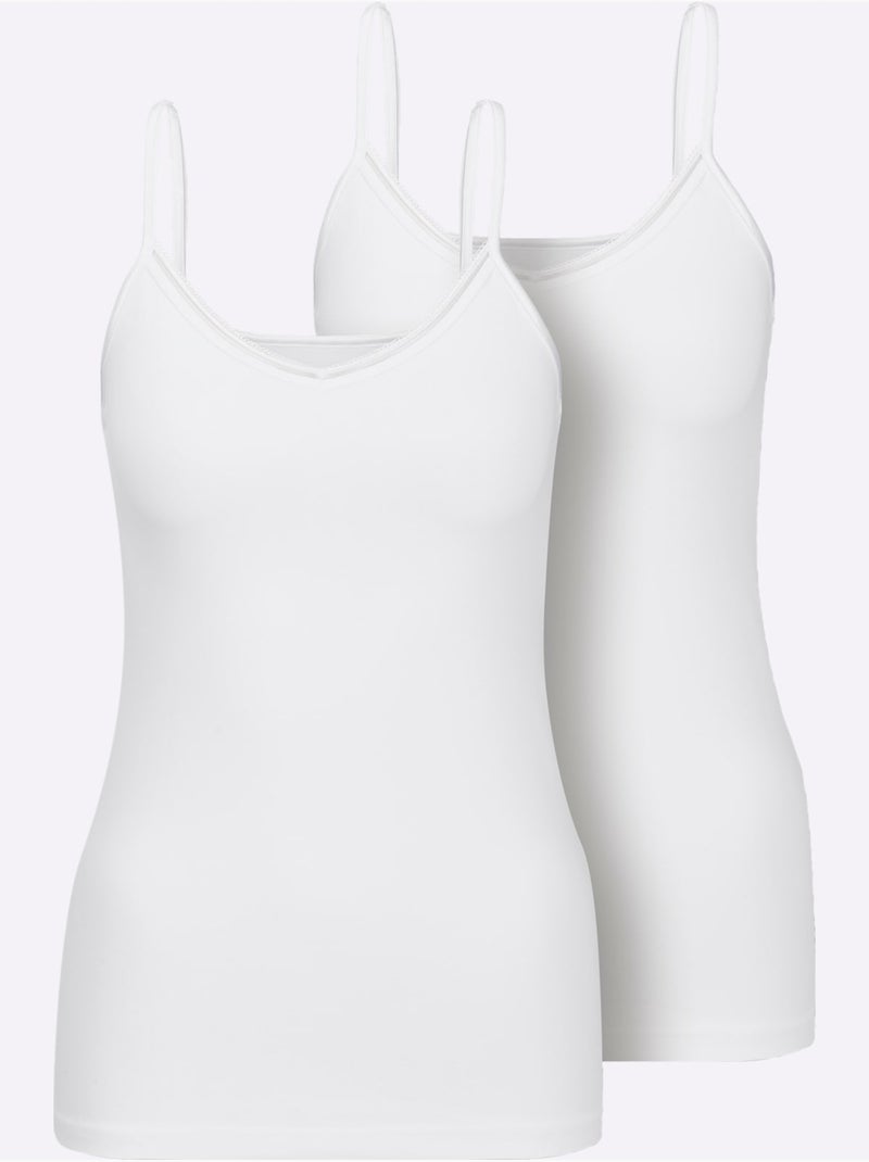 Lot de 2  - Débardeur Jersey Fin - Taille Standard - Witt Blanc - Kiabi
