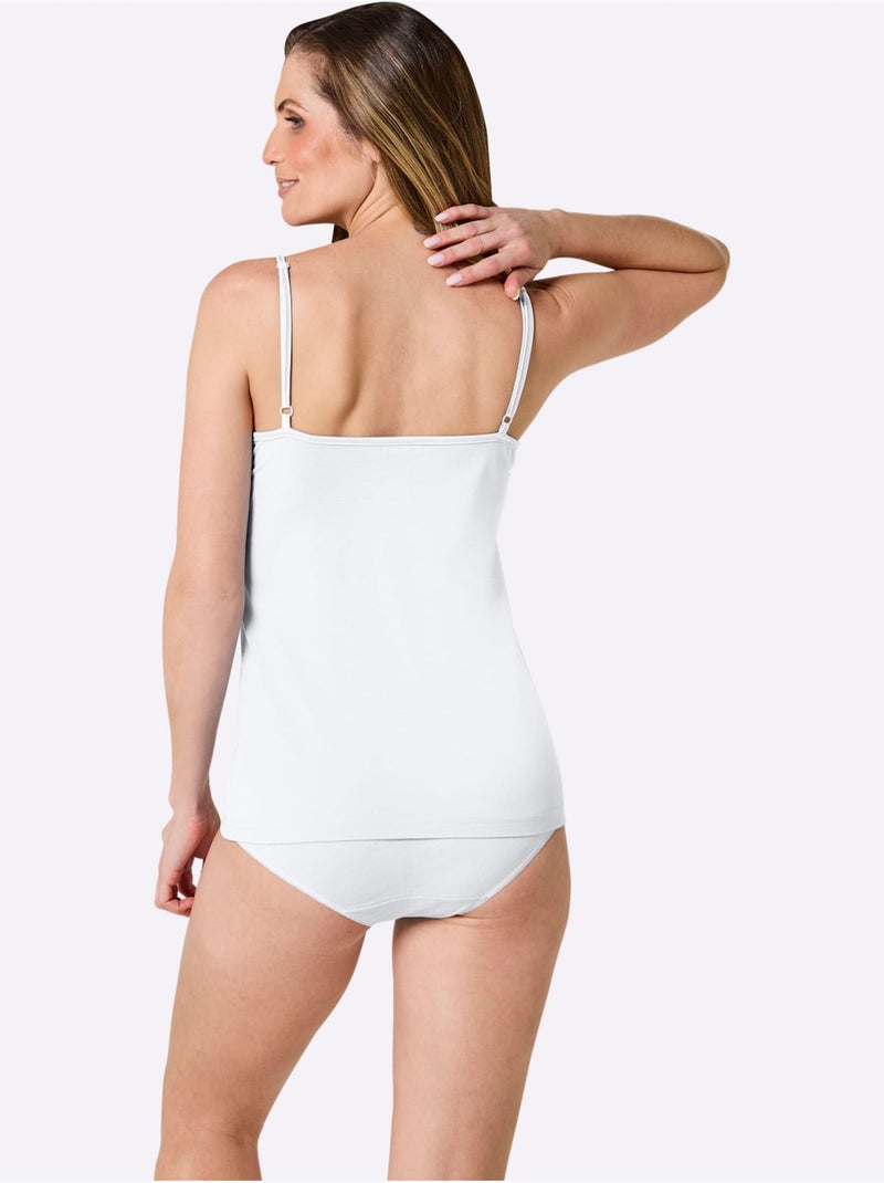 Lot de 2  - Débardeur Jersey Fin - Taille Standard - Witt Blanc - Kiabi