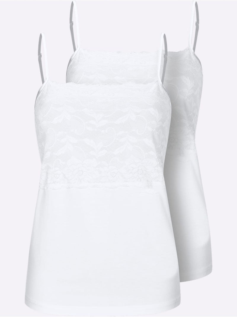 Lot de 2  - Débardeur Jersey Fin - Taille Standard - Witt Blanc - Kiabi