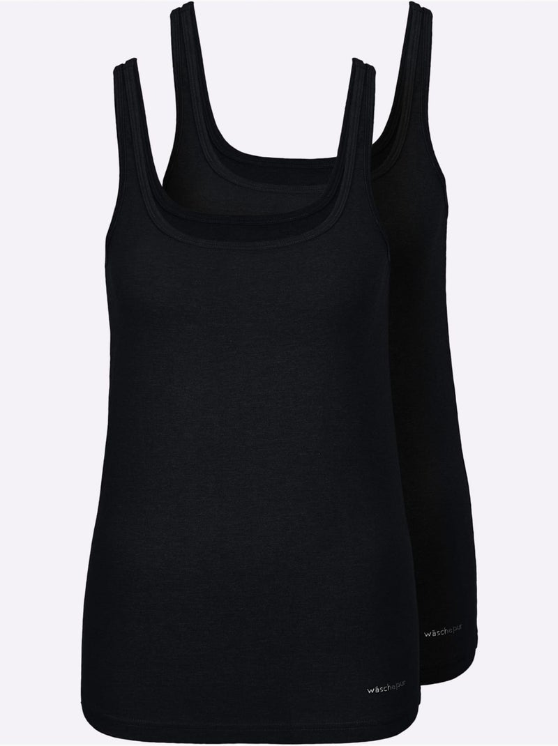 Lot de 2  - débardeur jersey fin - taille standard - witt Noir - Kiabi