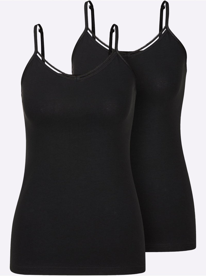 Lot de 2  - Débardeur Jersey Fin - Taille Standard - Witt Noir - Kiabi