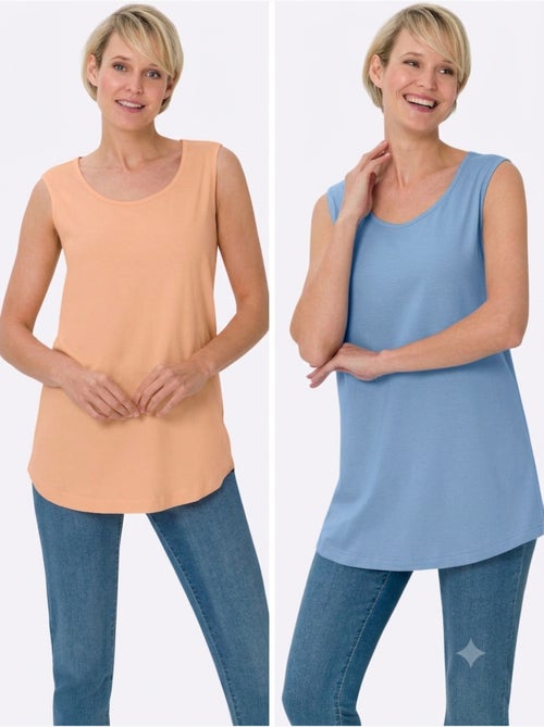 Lot de 2  - Débardeur Long Jolie Coupe Longue Moderne - Taille Standard - Moda Vilona - Kiabi