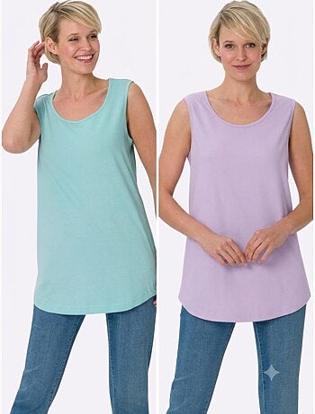 Lot de 2 - Débardeur Long Jolie Coupe Longue Moderne - Taille Standard - Moda Vilona