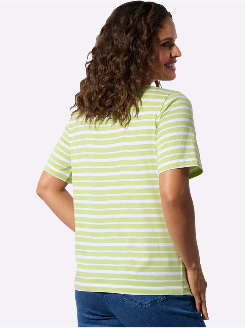 Lot de 2  - Ensemble T-shirts Pur Coton - Taille Standard - Witt Blanc Vert - Kiabi