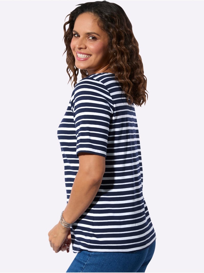 Lot de 2  - Ensemble T-shirts Pur Coton - Taille Standard - Witt Blanc/Marine - Kiabi
