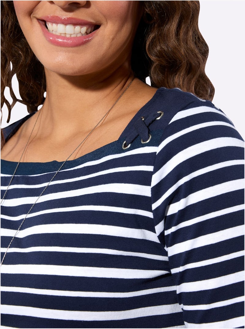 Lot de 2  - Ensemble T-shirts Pur Coton - Taille Standard - Witt Blanc/Marine - Kiabi