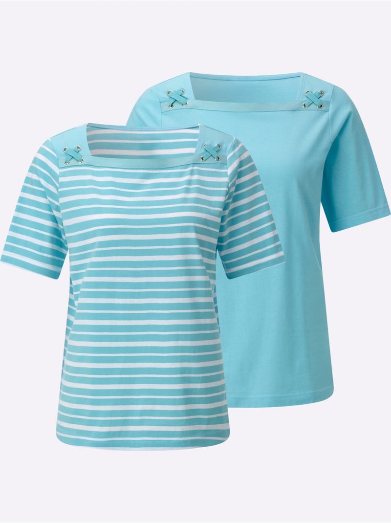 Lot de 2  - Ensemble T-shirts Pur Coton - Taille Standard - Witt Bleu - Kiabi