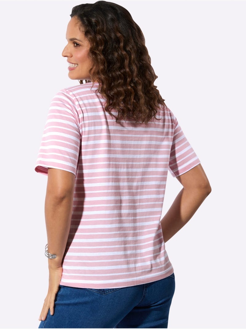 Lot de 2  - Ensemble T-shirts Pur Coton - Taille Standard - Witt Rose/Blanc - Kiabi